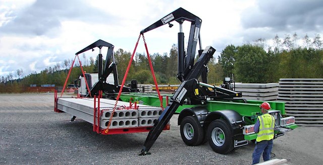 Self-loading trailer concrete elements