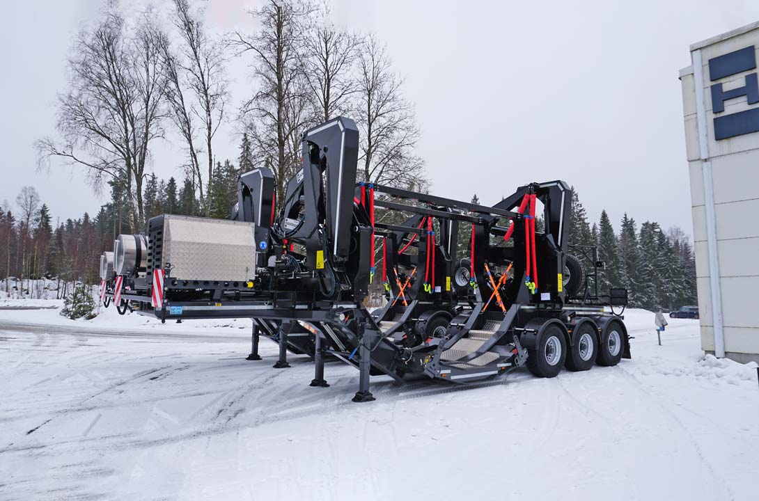 Two Hammar Cable drum loaders lifting cable drums